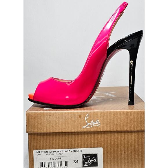 Christian Louboutin Flo slingback pump in hot pink patent leather - Picture 11 of 14